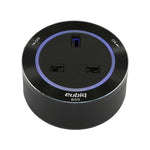 Prise de courant Anglaise BS3 - Bague aluminium - Led bleu