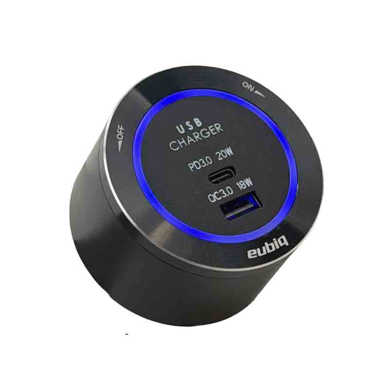 USB3QC - Chargeur USB rapide deux sorties - Led Bleu