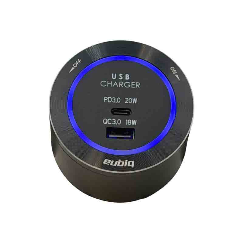 USB3QC - Chargeur USB rapide deux sorties - Led Bleu