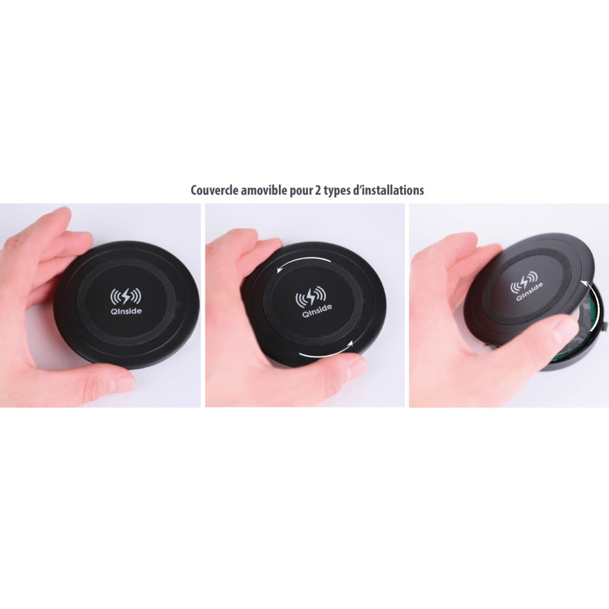 Chargeur induction Qi1001-V4 + 1 Récepteur Micro USB Qi2001 Offert