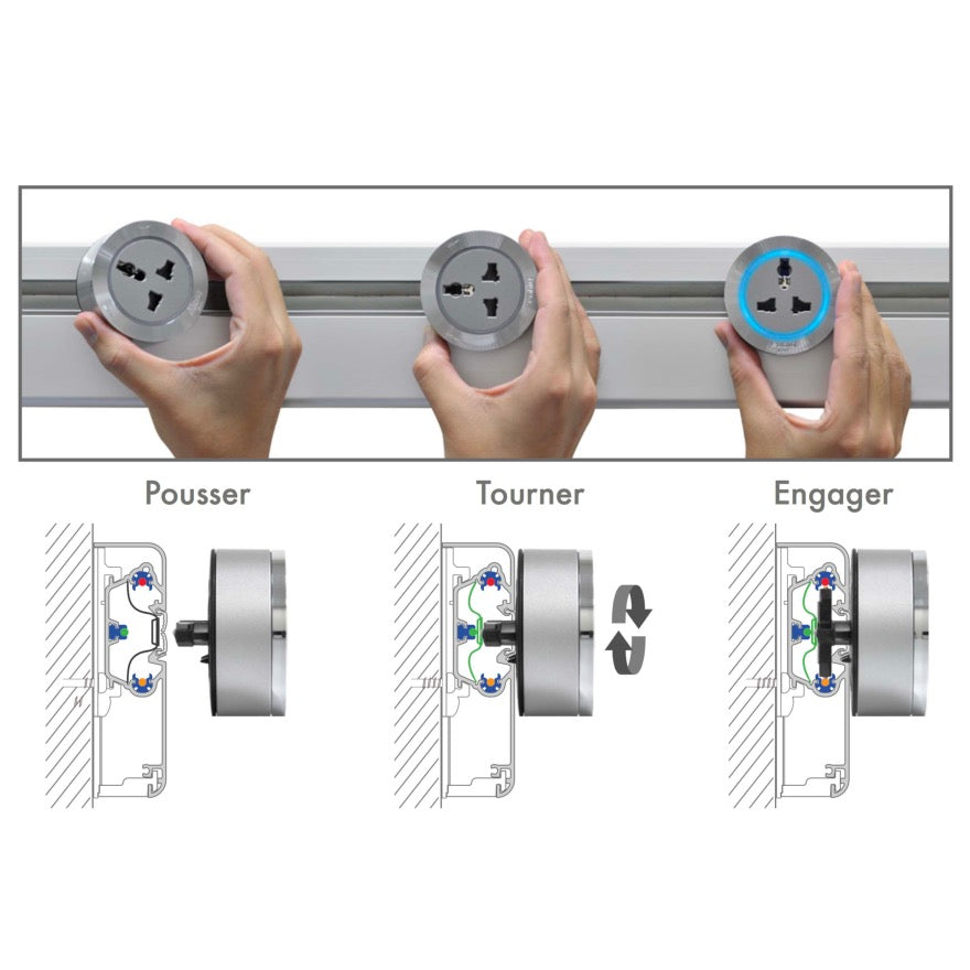 GS3 - Adaptateur Schuko Gris - Led Bleu