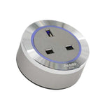 Prise de courant Anglaise BS3 - Bague aluminium - Led bleu