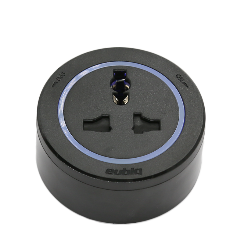 Prise de courant Internationale ITL4 Noire - Bague plastique Noire - Led Bleu