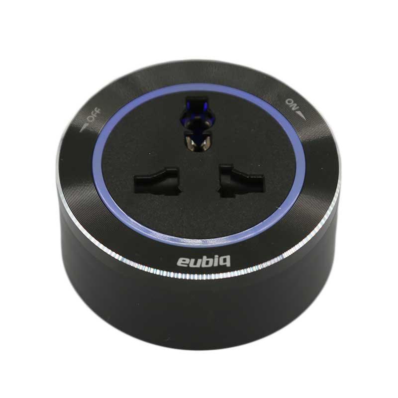 Prise de courant Internationale ITL3 Noire - Bague Alu - Led Bleu