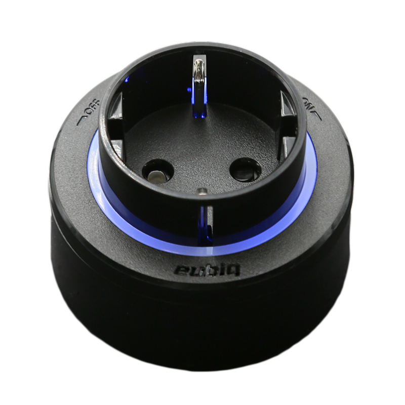 Prise de courant Schuko GS4-L Noire - Bague plastique Noire - Led Bleu