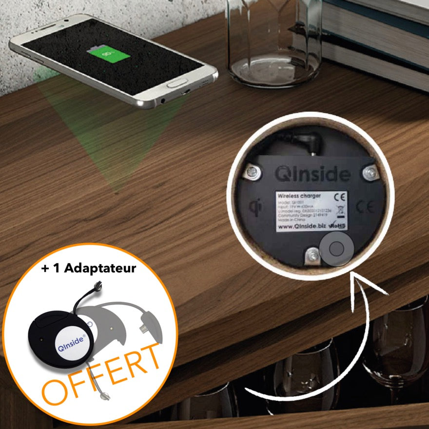 Chargeur induction Qi1001-V4 + 1 Récepteur iPhone Qi2001 Offert