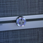 Prise de courant Anglaise BS3 - Bague aluminium - Led bleu